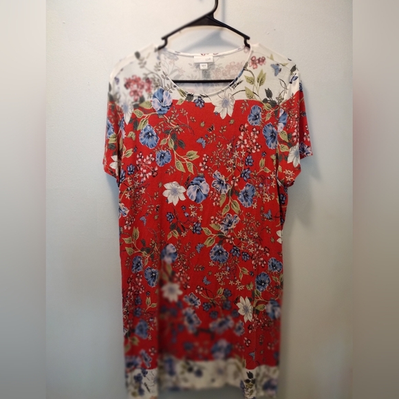 J. Jill Red Floral Dress - Picture 1 of 3